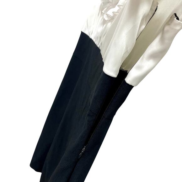 Vintage Y2K Women’s Black/White Ruffle Scoop Neckline Bodycon Mini Dress ; Small - Picture 4 of 15